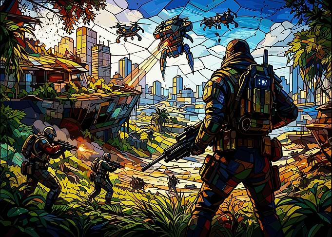 Arc raiders in Stained Glass Style