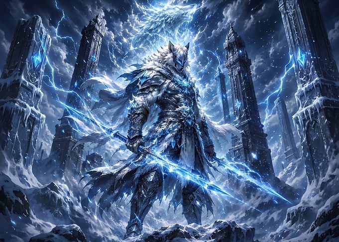 Frost Wolf Warrior with Lightning Blade