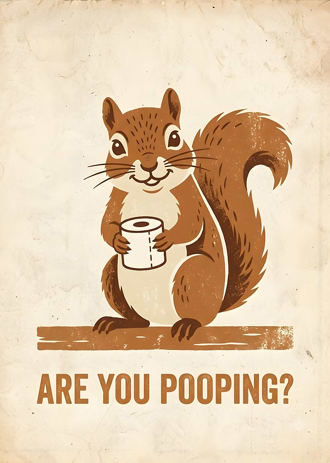 Funny Squirrel Toilet Paper Poster