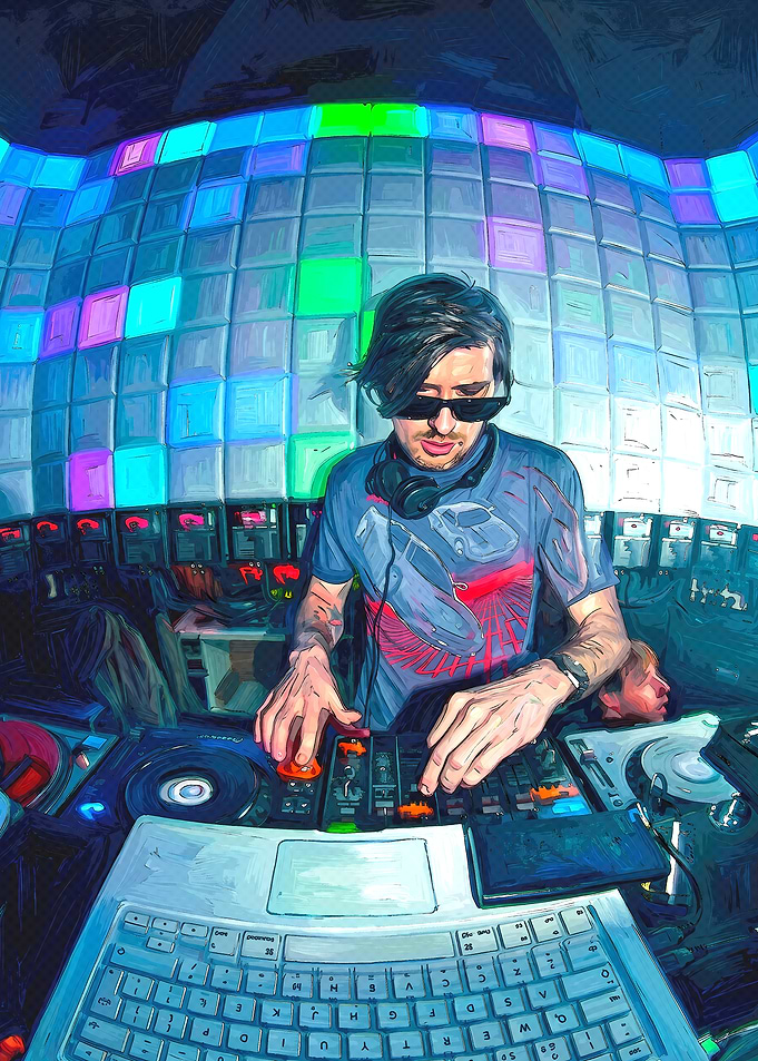 DJ Performing in Neon Club