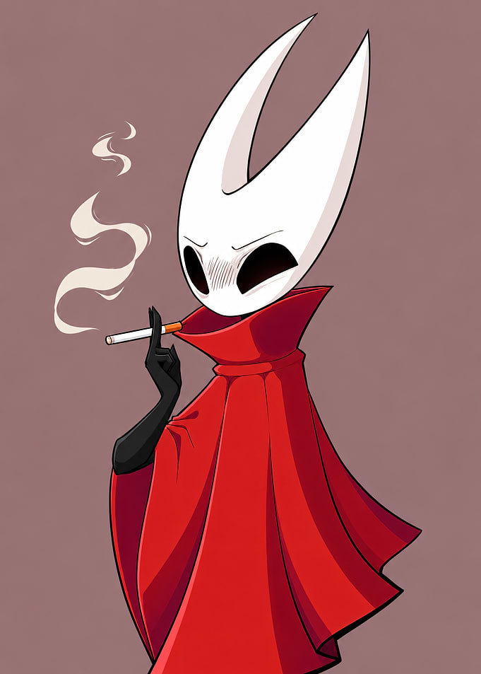 Hornet from Hollow Knight Smoking