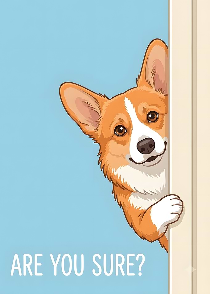 Corgi Peeking Around Doorway
