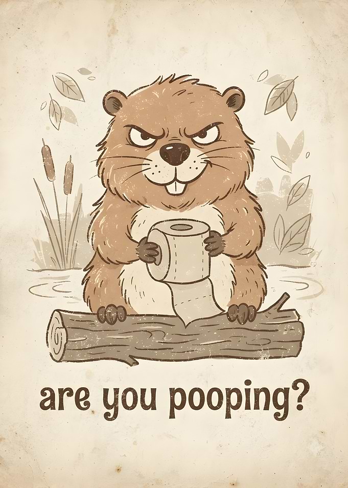 Funny Beaver Toilet Paper Poster
