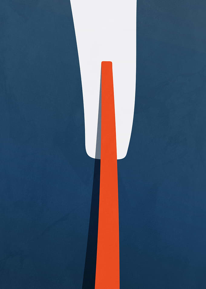 Minimalist Abstract Orange and Blue Composition