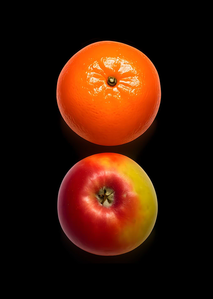 Orange and Apple on Black