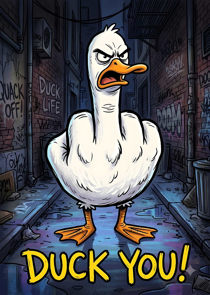 Angry Duck Giving Middle Finger