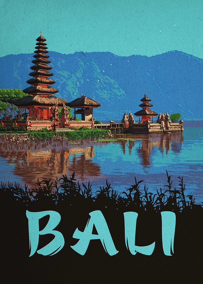 Vintage Bali Travel Poster