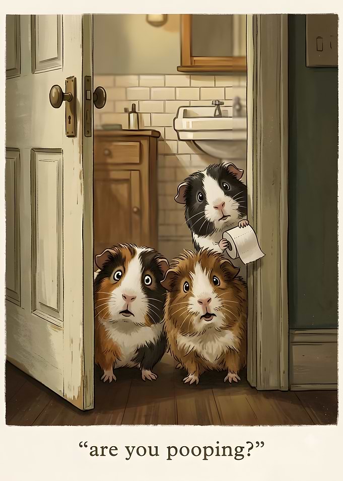 Funny Guinea Pigs Interrupting Bathroom Time