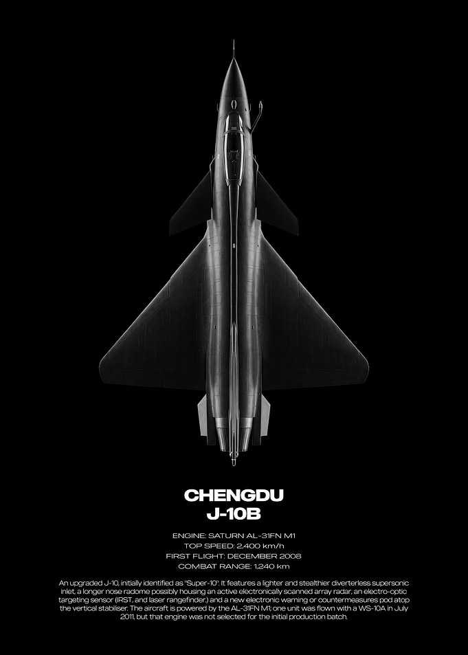 Chengdu J-10B Fighter Jet Technical Poster