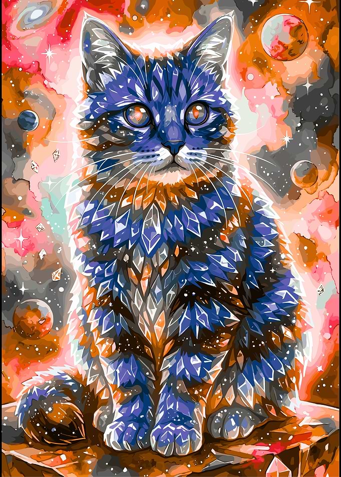 Cosmic Crystal Cat in Space