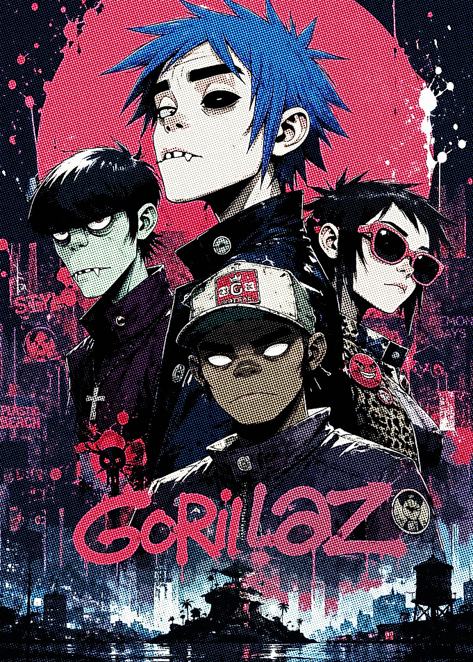 Gorillaz Band Members Poster Art