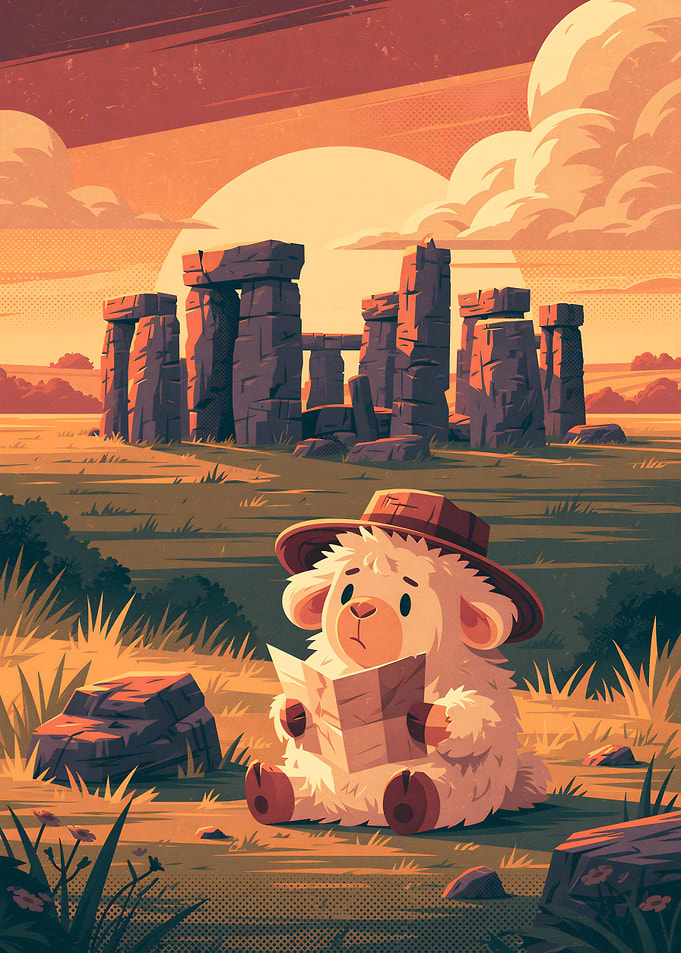 Cute Sheep Explorer at Stonehenge