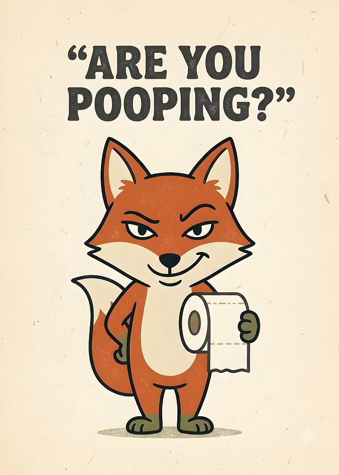 Funny Fox Toilet Paper Poster