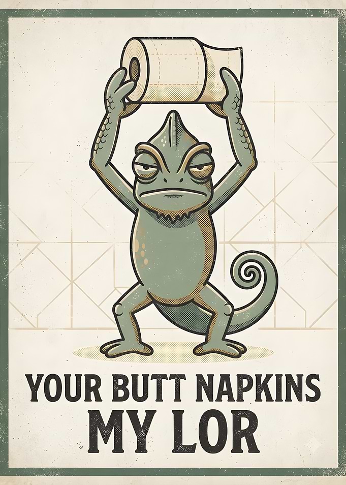 Funny Chameleon Toilet Paper Poster