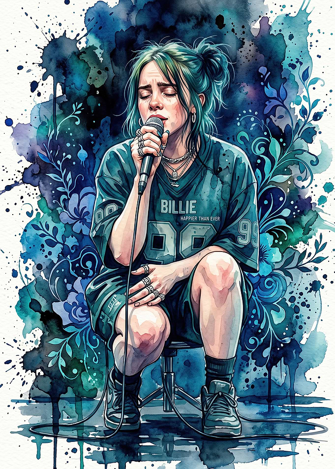 Billie Eilish Watercolor Portrait