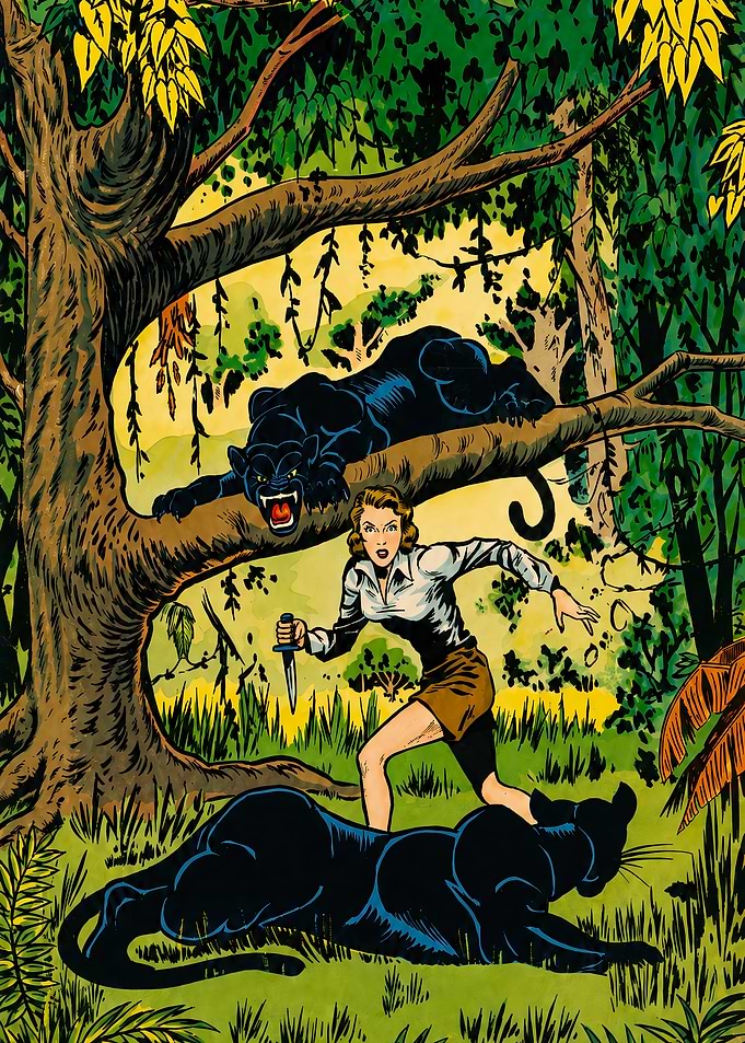Nyoka The Jungle Girl Fighting Panthers
