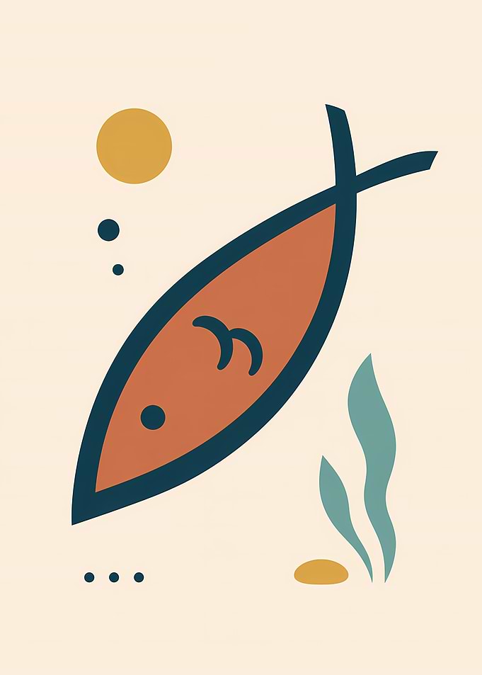Minimalist Abstract Fish Wall Art