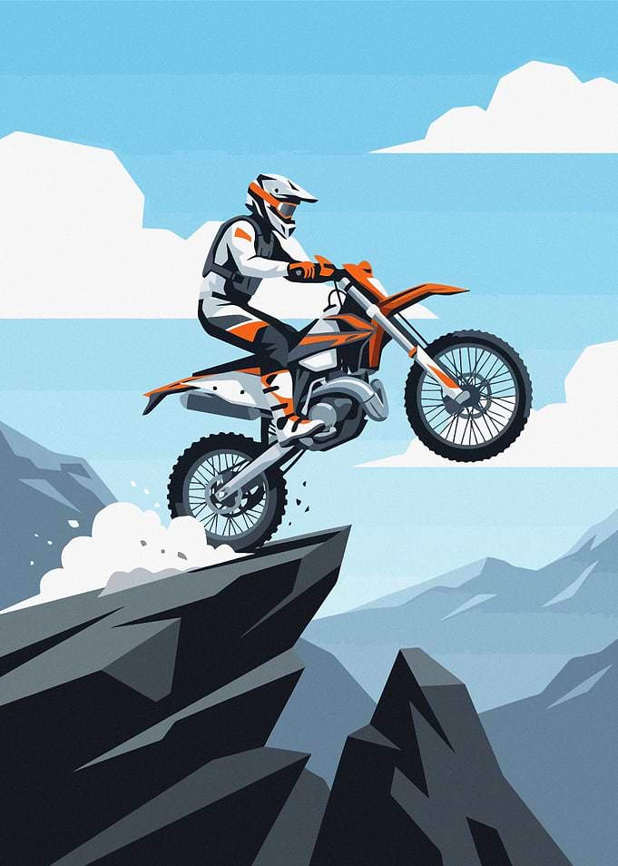 Motocross Rider Jumping Off Cliff