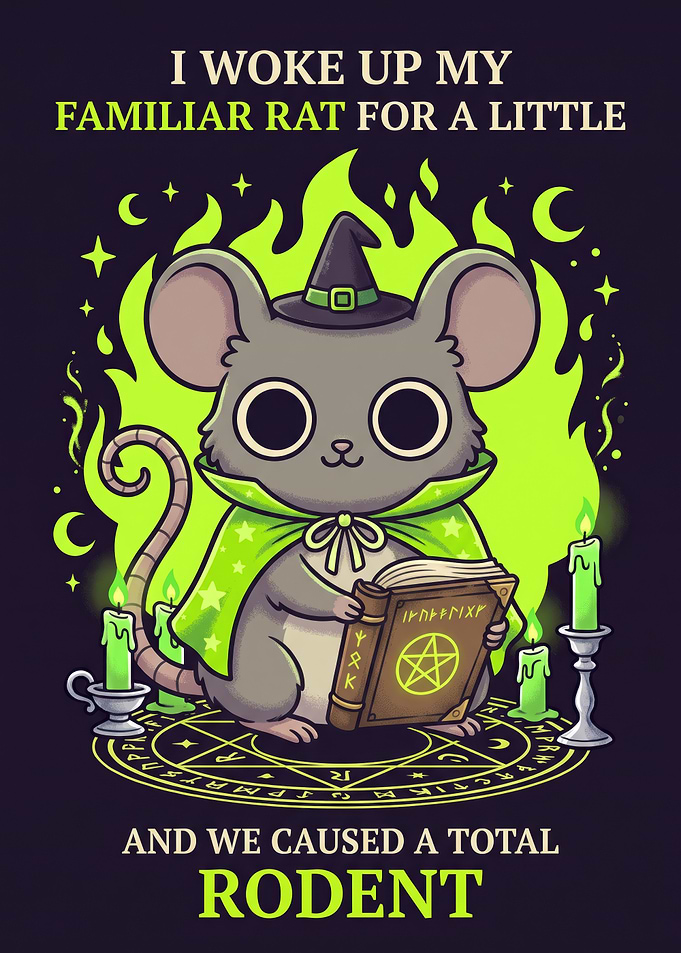 Cute Witch Rat Familiar Illustration