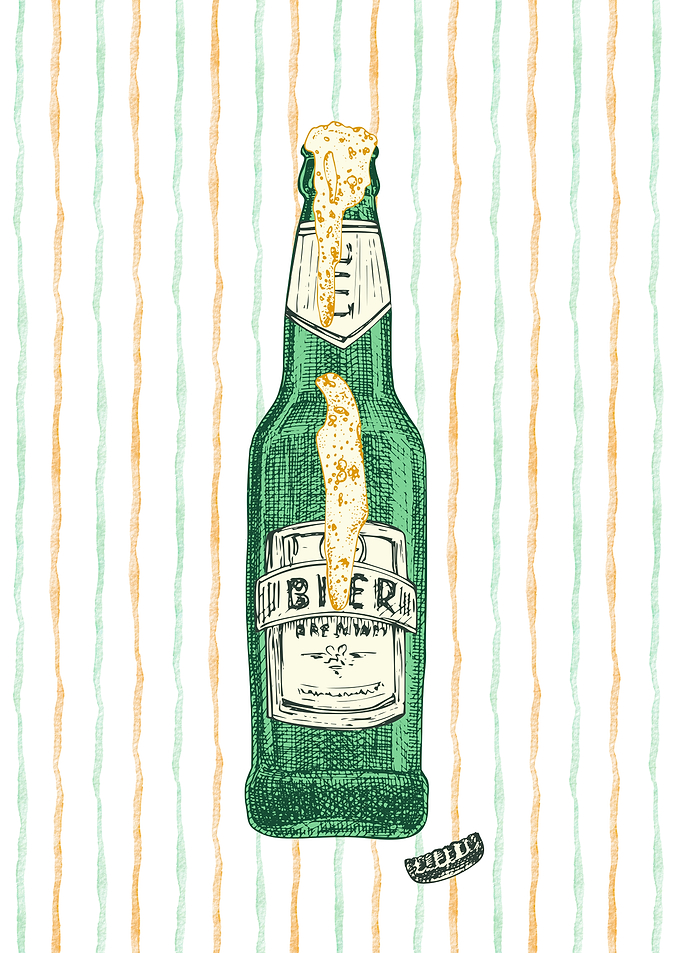 Vintage Style Beer Bottle Illustration
