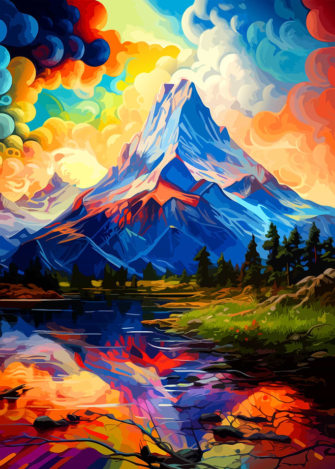 Vibrant Abstract Mountain Landscape