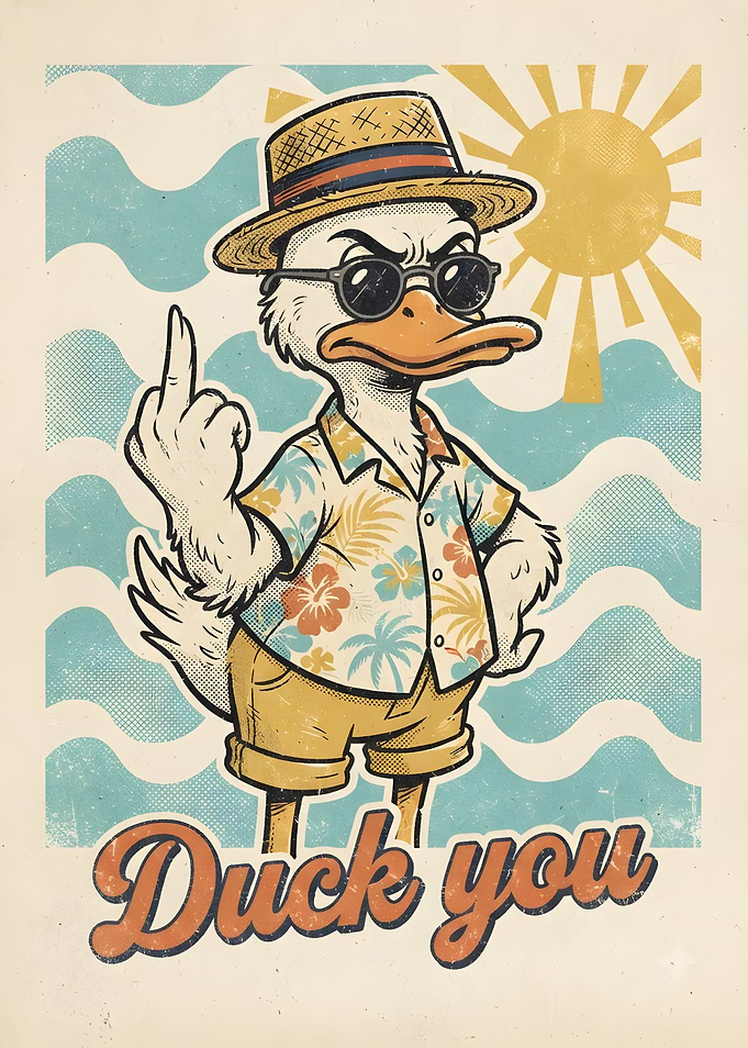 Funny Duck You Retro Poster