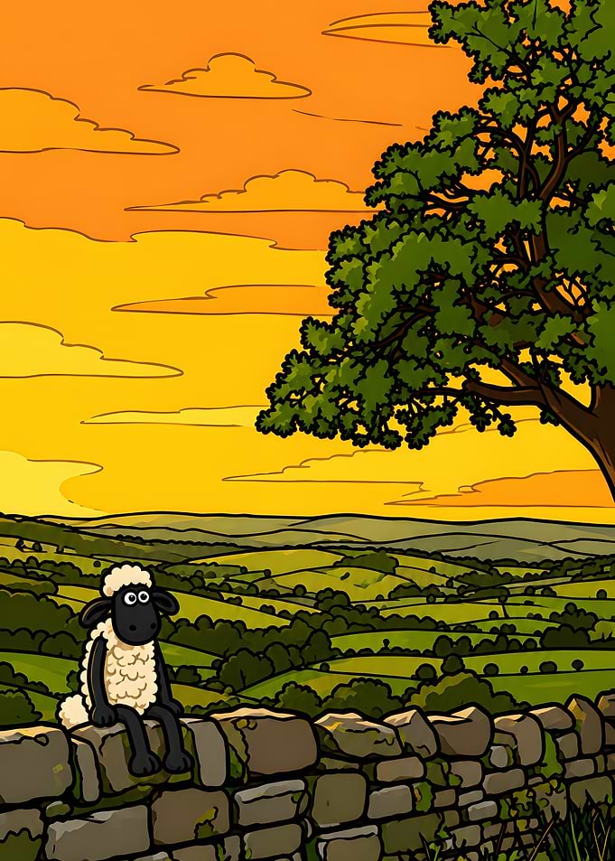 Shaun the Sheep Sunset Landscape