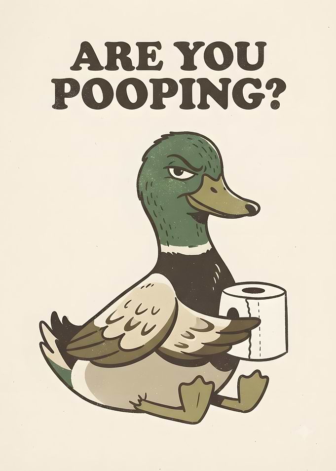 Funny Mallard Duck Toilet Paper Poster