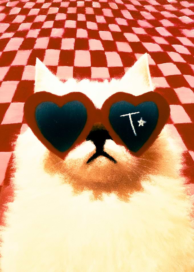 Cool Cat in Heart Sunglasses
