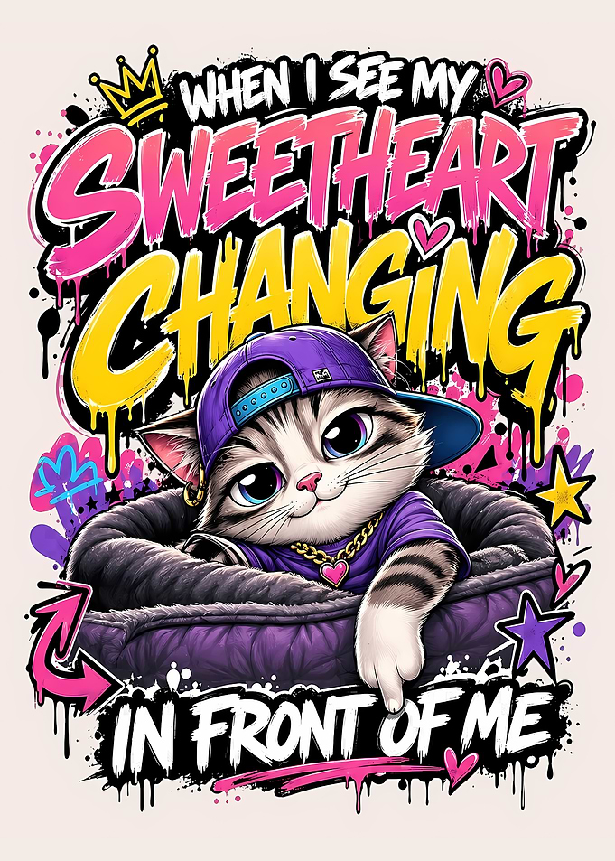 Cute Cat Graffiti Style Illustration