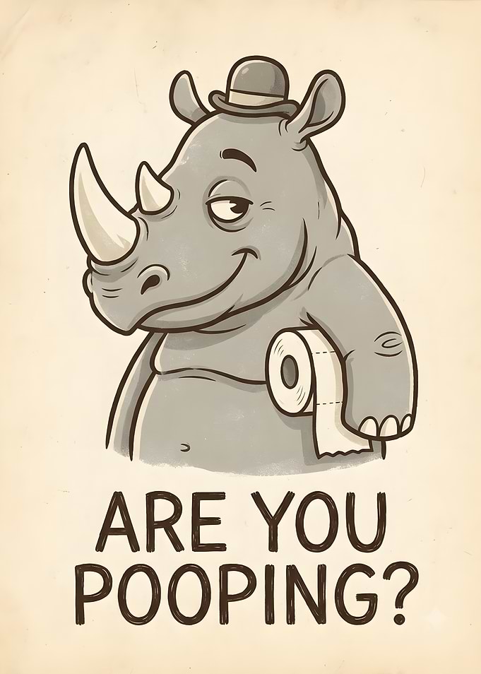 Funny Rhino Bathroom Poster