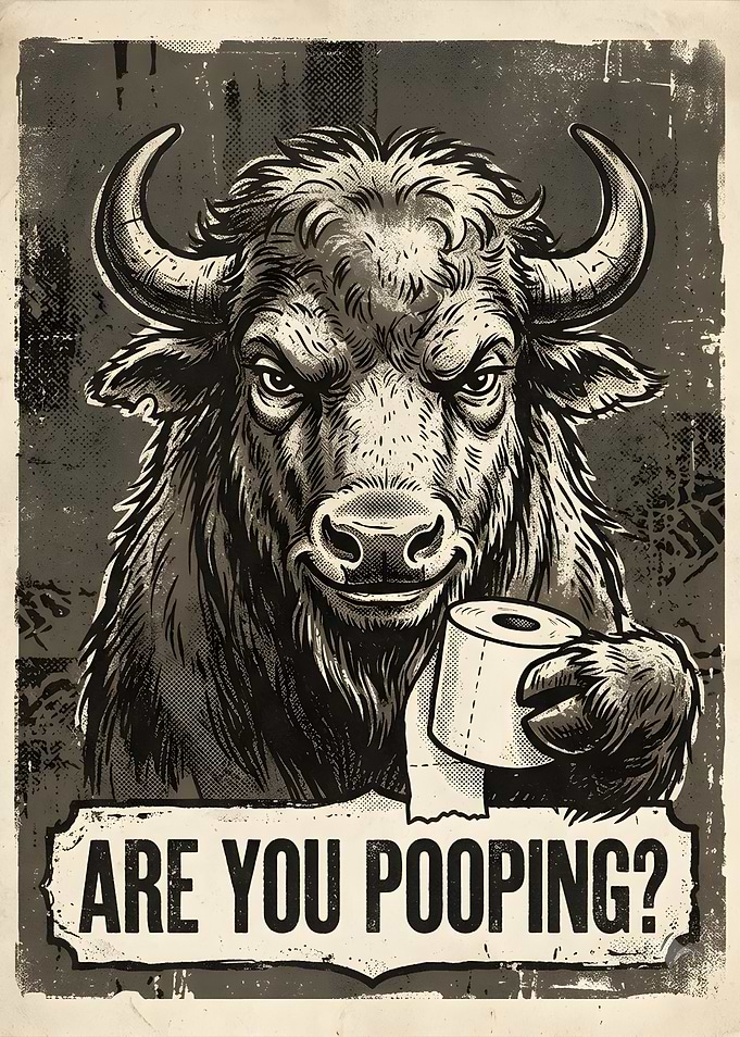Funny Bison Toilet Paper Poster