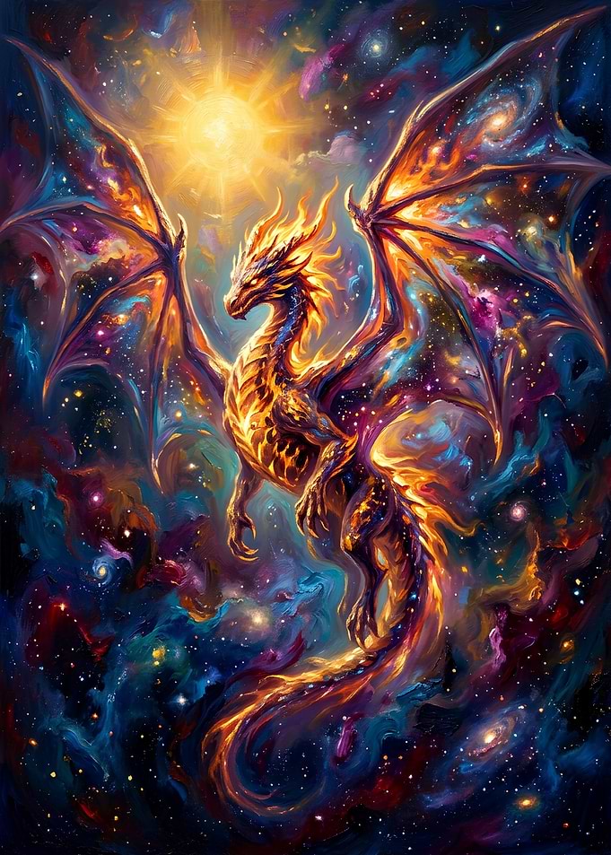 Cosmic Fire Dragon in Space