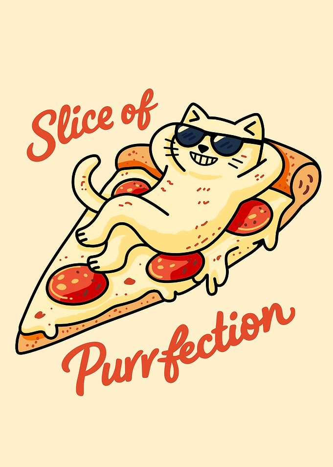 Cool Cat on Pizza Slice