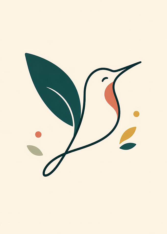 Minimalist Hummingbird Line Art Illustration