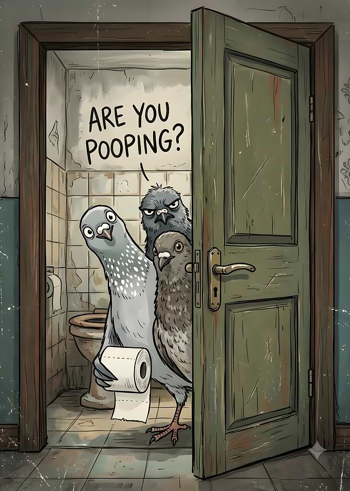Funny Pigeons Asking Are You Pooping