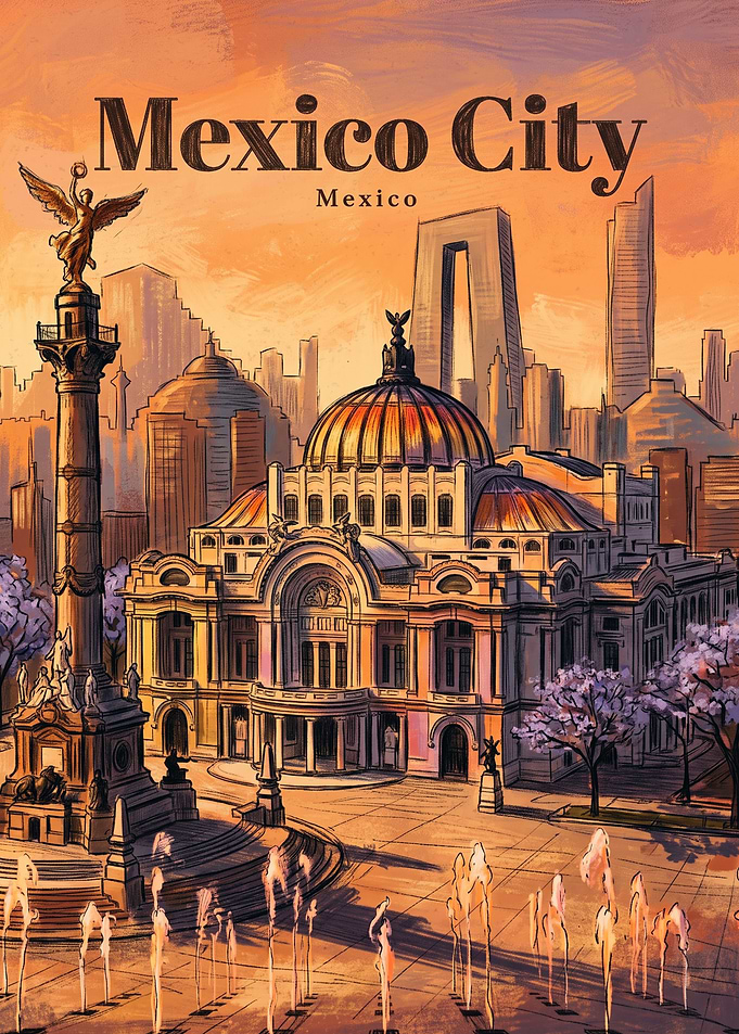 Mexico City Travel Poster Art