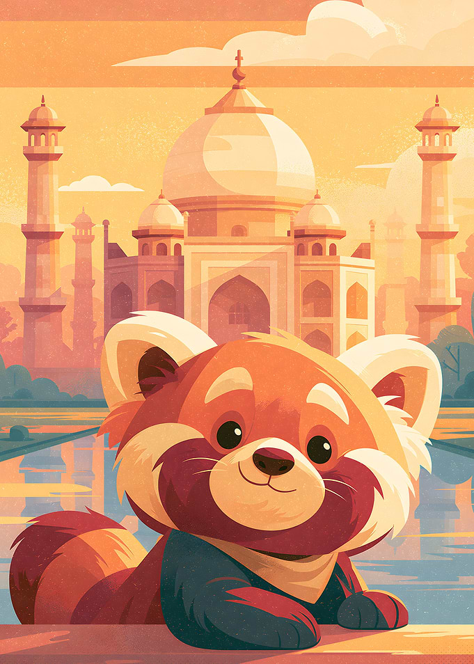 Cute Red Panda at Taj Mahal
