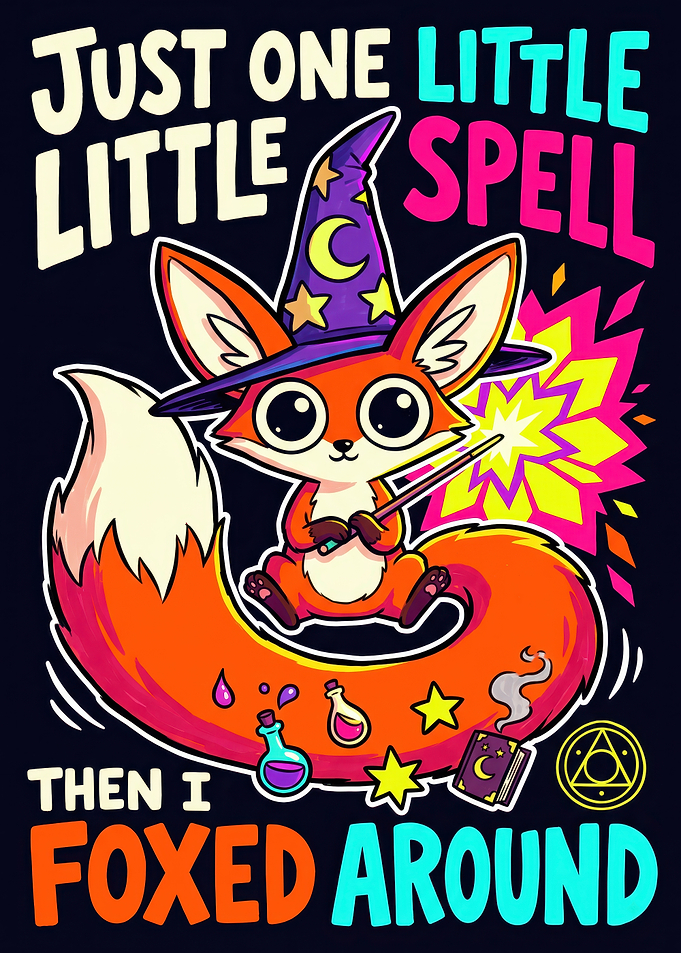 Cute Fox Wizard Spell Illustration