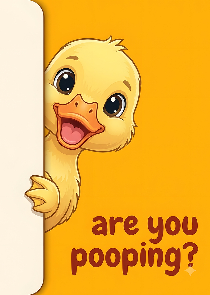 Funny Duck Peeking Bathroom Sign
