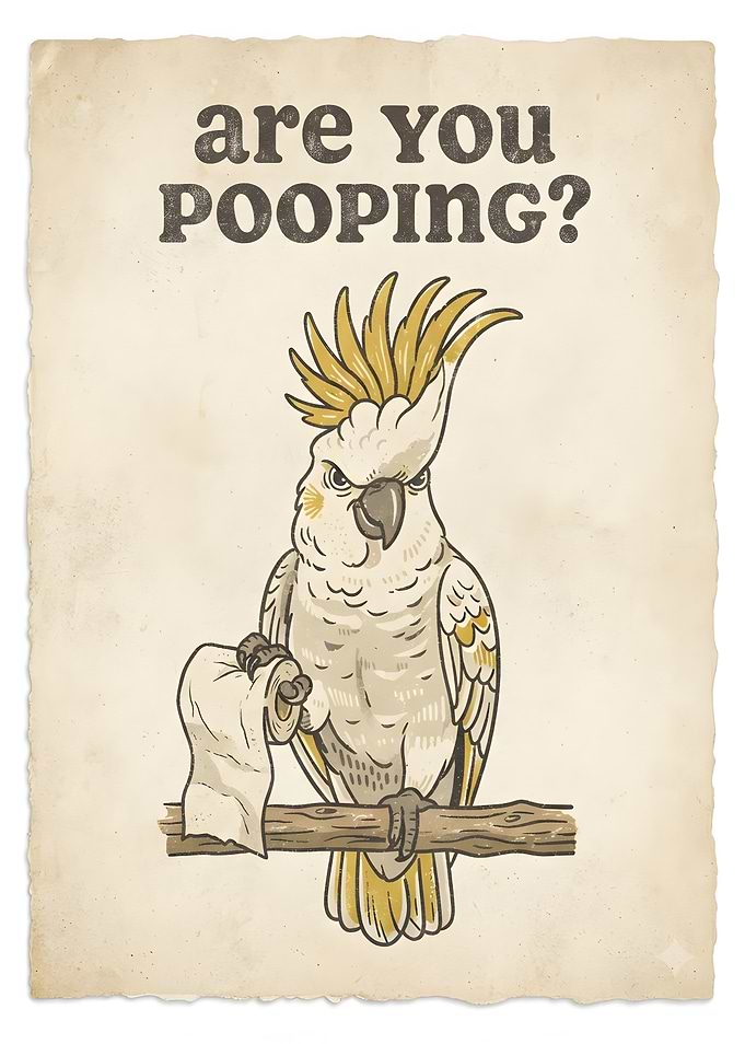 Funny Cockatoo Bathroom Wall Art