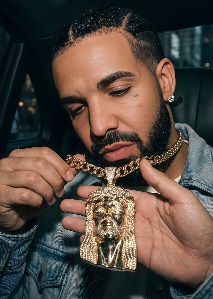 Drake Wearing Jesus Piece Necklace