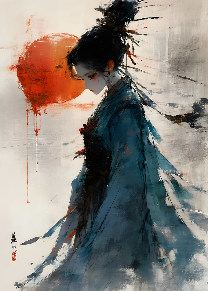 Ethereal Woman in Traditional Attire