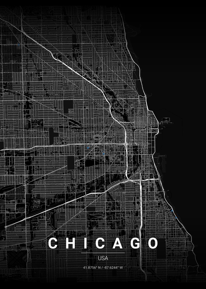 Minimalist Chicago City Street Map