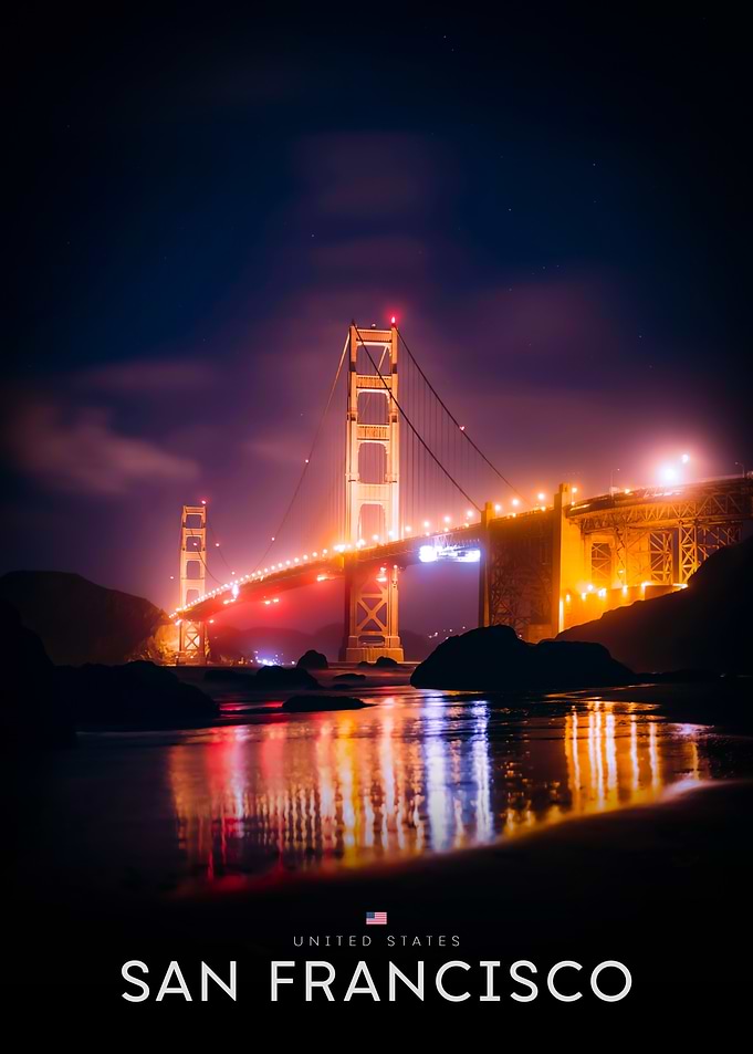 Golden Gate Bridge Night View