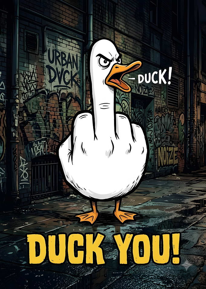Angry Duck Giving Middle Finger