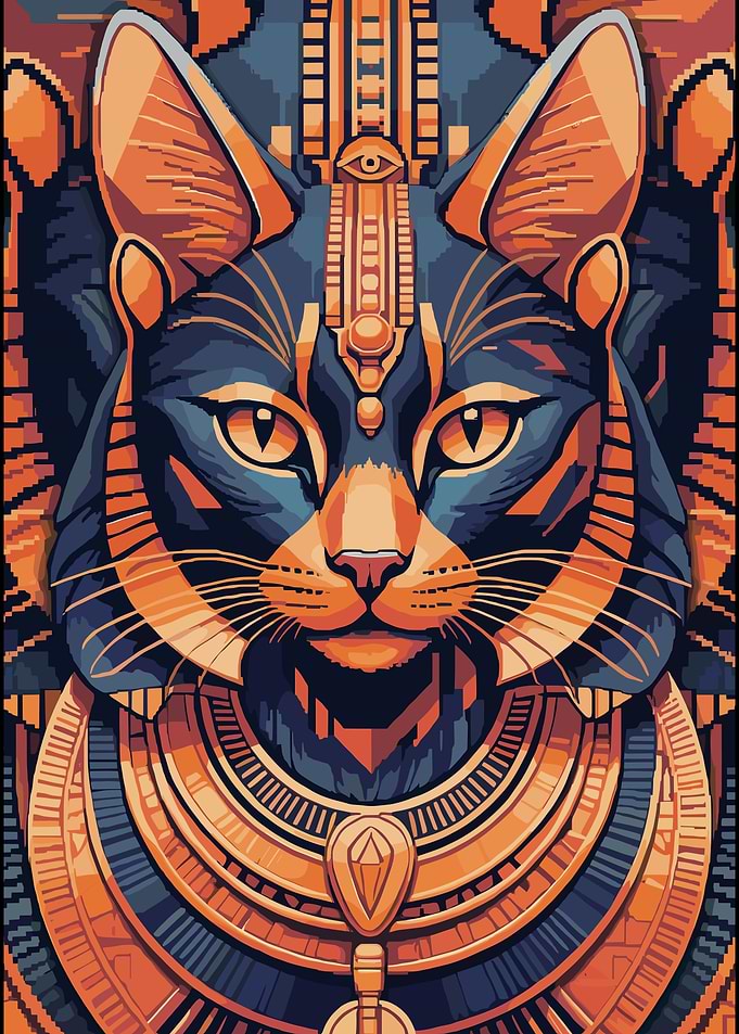 Egyptian Bastet Cat Deity Portrait
