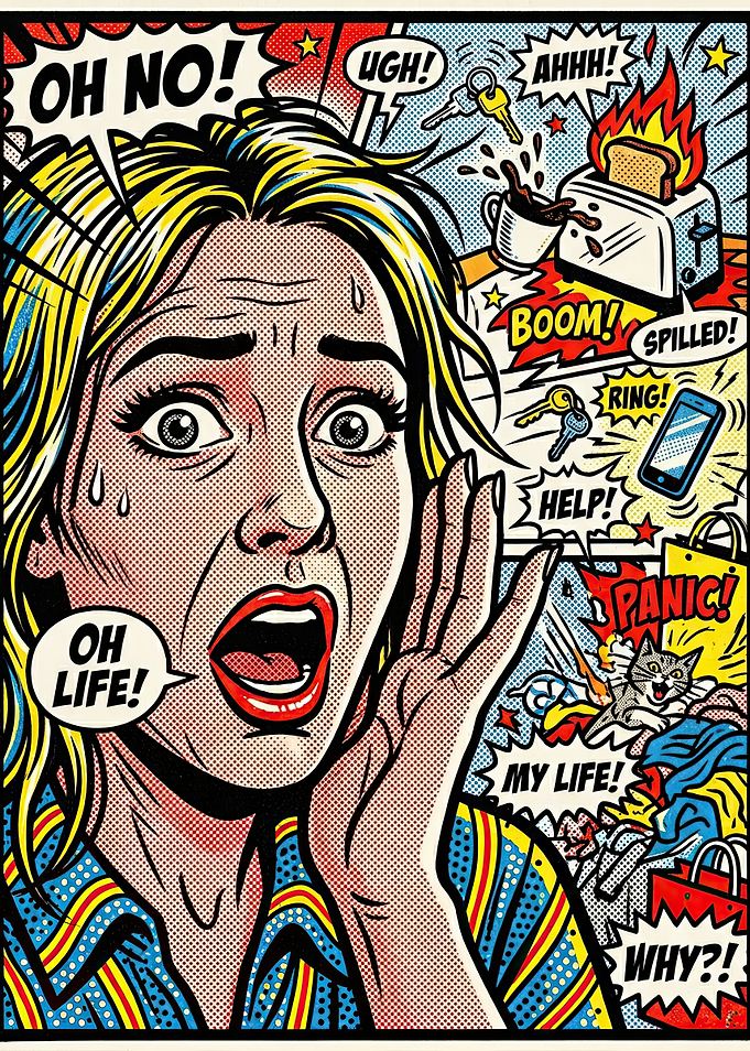 Comic Book Style Panic Illustration