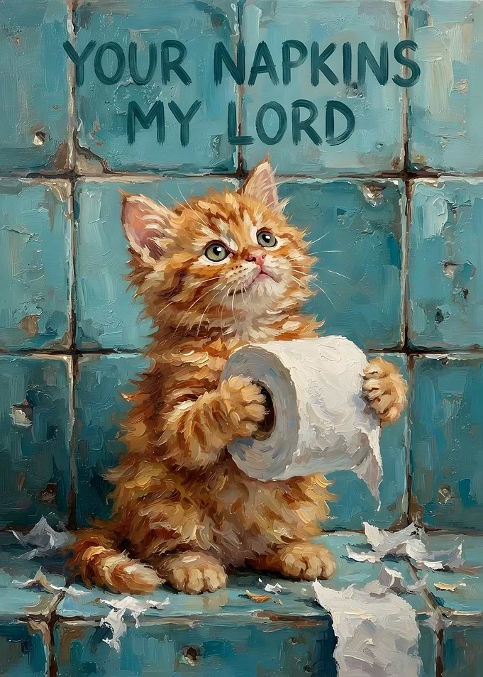 Funny Kitten Offering Toilet Paper