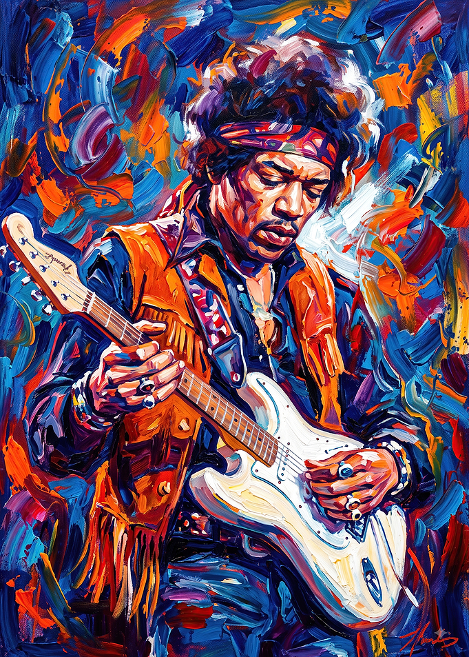 Jimi Hendrix Electric Guitar Portrait